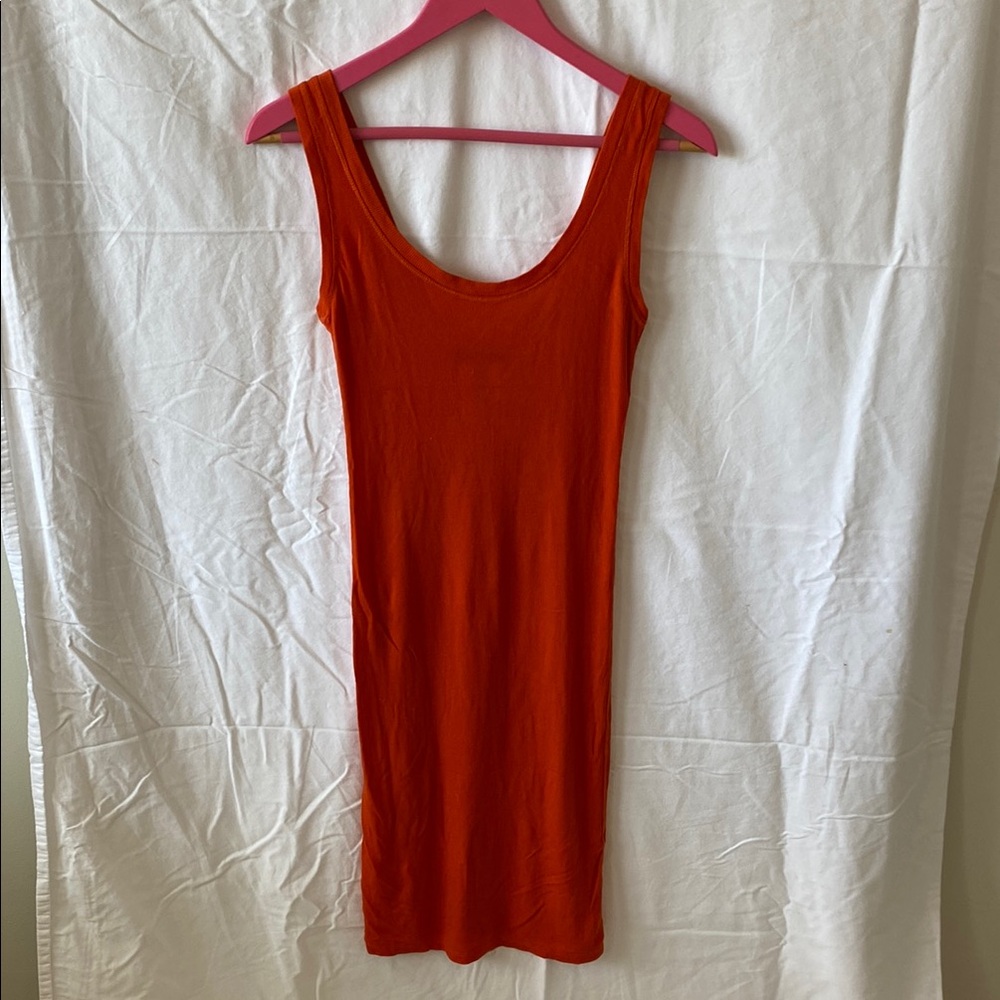 BCBG MAXAZRIA Vibrant Orange Sleeveless Ribbed Dress